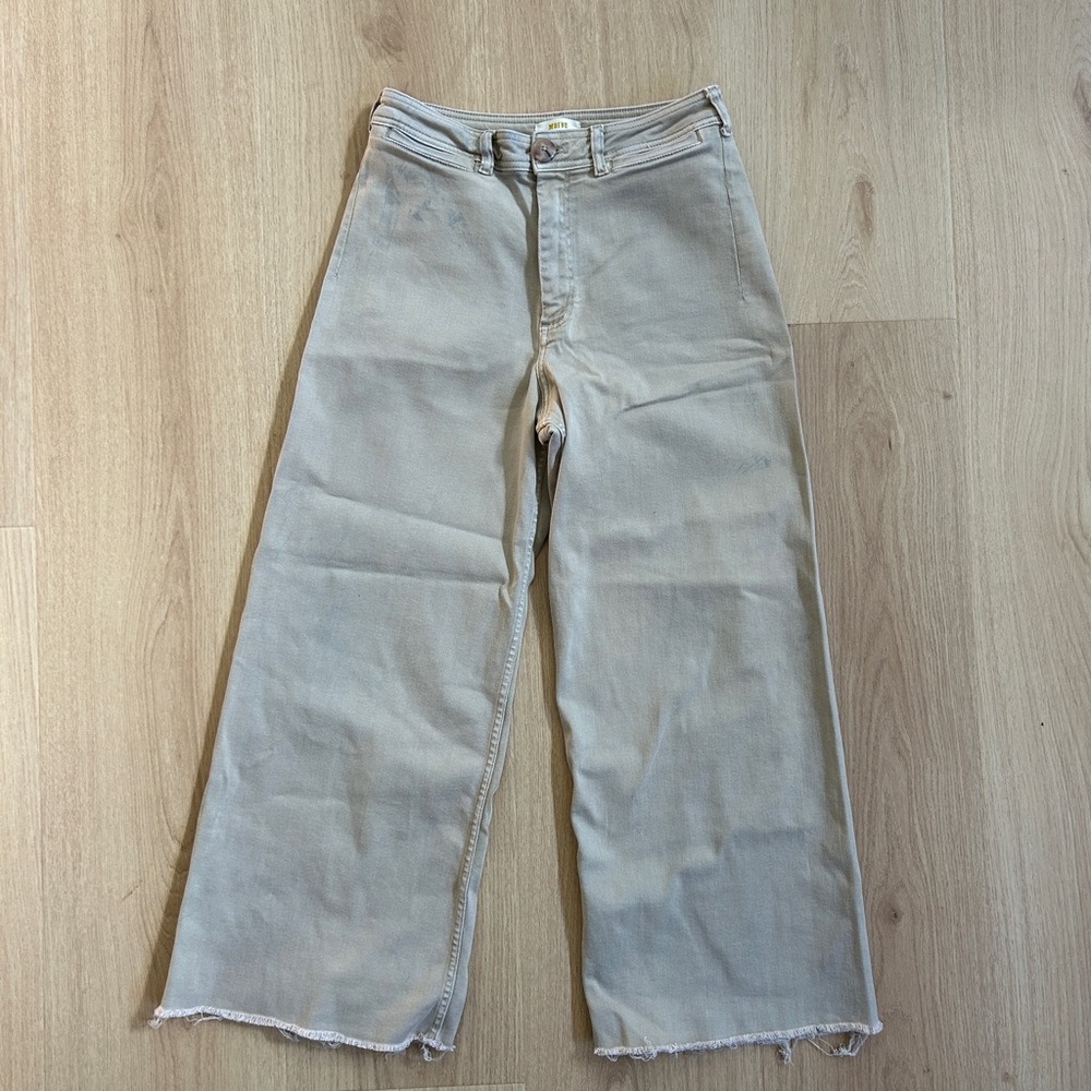 Maeve Anthropologie Beige Wide Leg Pants (STAINS)